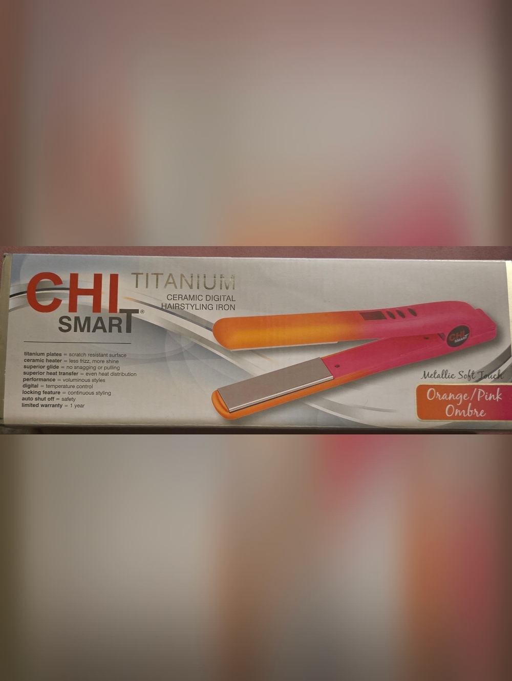 CHI SMART FLAT IRON HAIR STRAIGHTENER ORANGE/PINK OMBRE NIB